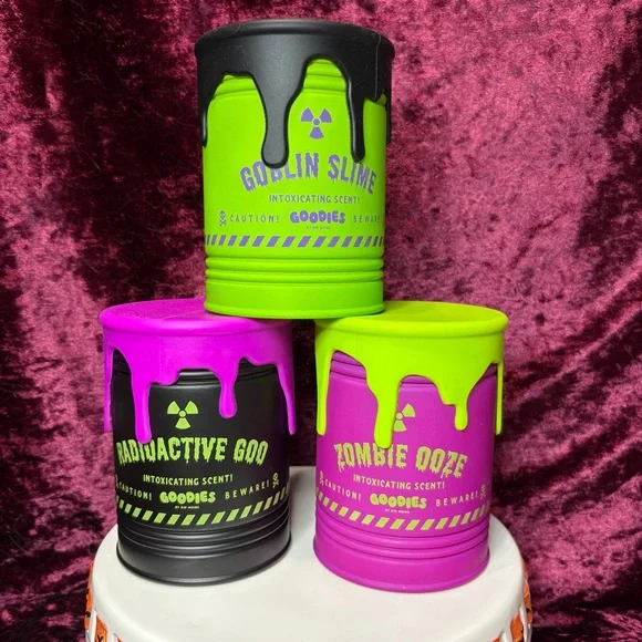 DW Home Halloween Spooky Season Toxic Waste Cans Oozing Candle Trio - Picture 2 of 12